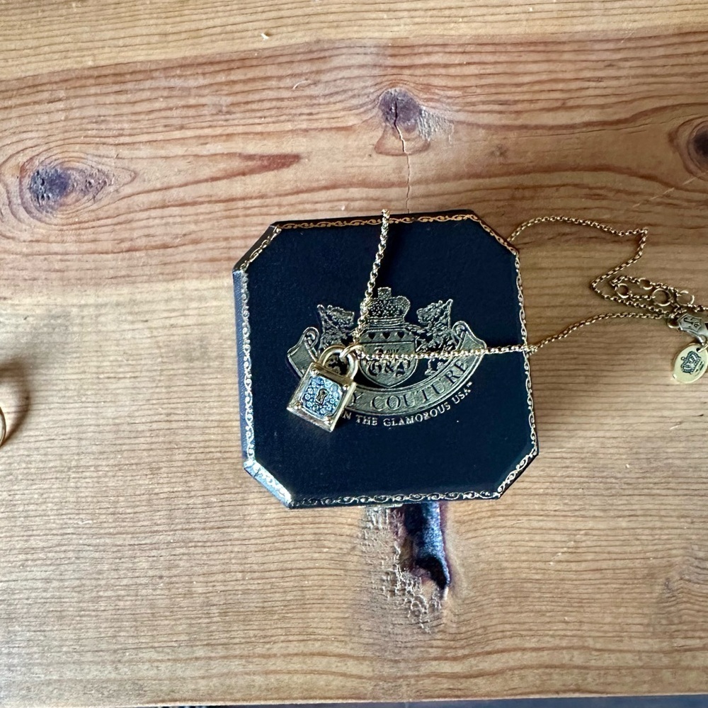 Juicy Couture Gold Necklace with Lock Pendant
